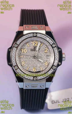 Hublot Big Bang One Click Mossanites Paved Dial Swiss Replica Watch