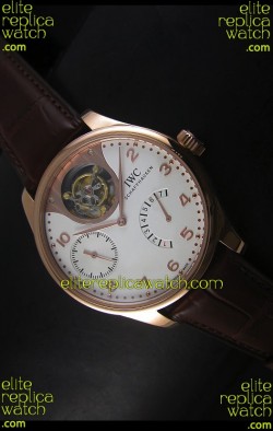 IWC Portugieser Tourbillon Rose Gold Watch in White Dial 