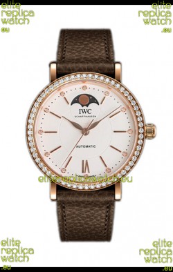 IWC Portofino IW6596 Automatic Moon Phase Rose Gold Casing Watch in White Dial 37MM