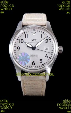 IWC Pilot's MARK XVIII Aviator 1:1 Swiss Watch in 904L Steel Case - Beige Nylon Strap 