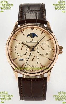 Jaeger LeCoultre Super Clone Master Ultra-Thin Perpetual Calendar Cream Dial Watch