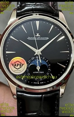 Jaeger LeCoultre Master Ultra Thin Moon Black Dial 904L Steel 1:1 Mirror Replica Watch