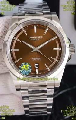 Longines Conquest Automatic Brown Dial Automatic Watch in Steel Casing
