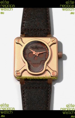 Bell & Ross BR0192 Skull Edition Bronze Casing GREY Skull on Brown Layer Swiss Replica Watch 
