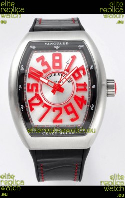 Franck Muller Vanguard Crazy Hours in Stainless Steel - White Dial Swiss Replica Watch 