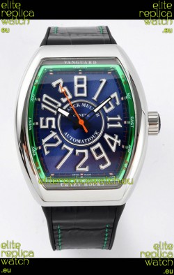 Franck Muller Vanguard Crazy Hours Steel Blue Dial Swiss Replica Watch 