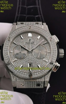 Hublot Classic Fusion Chronograph Steel Diamonds Dial and Casing 1:1 Mirror Replica Watch 