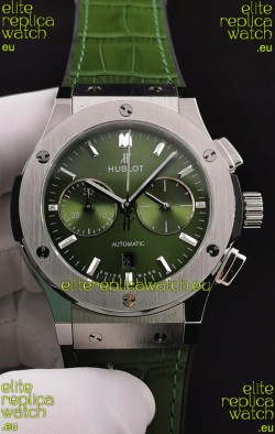 Hublot Classic Fusion Chronograph Stainless Steel Casing Green Dial 1:1 Mirror Replica Watch 