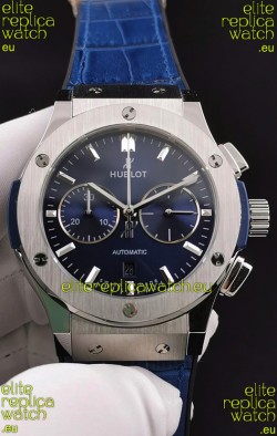 Hublot Classic Fusion Chronograph Stainless Steel Casing Blue Dial 1:1 Mirror Replica Watch 