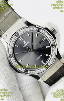 Hublot Classic Fusion Stainless Steel Grey Dial Swiss Replica Watch 1:1 Mirror Quality 