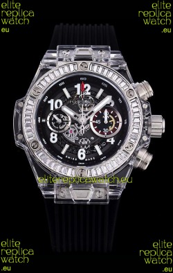 Hublot Big Bang Unico Plexiglass Casing 1:1 Mirror Edition Swiss Replica Watch Black Strap