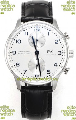 IWC Portuguese Chronograph Swiss Replica Watch in Steel Case White Dial - 1:1 Mirror Replica Edition