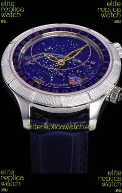 Patek Philippe 6102R Grand Compilations Handwind Swiss Replica Watch - Rugged Bezel Blue Dial
