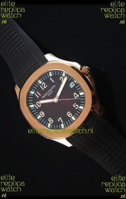 Patek Philippe Aquanaut Jumbo Rose Gold 1:1 Mirror Replica Watch - Wine Colored Dial