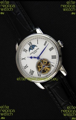 Patek Philippe Japanese MoonPhase Tourbillon Replica Watch White Dial