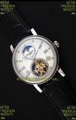 Patek Philippe Japanese MoonPhase Tourbillon Replica Watch White Dial