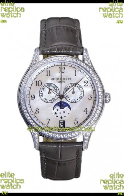 Patek Philippe Complications 4948G Annual Calendar Moonphase Pearl Dial White Gold Swiss Replica 