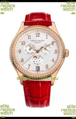 Patek Philippe Complications 4948G Annual Calendar Moonphase White Dial Rose Gold Swiss Replica