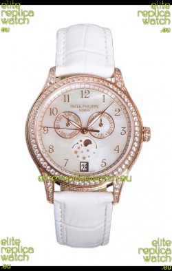 Patek Philippe Complications 4948G Annual Calendar Moonphase Pearl Dial Rose Gold Swiss Replica