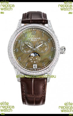 Patek Philippe Complications 4948G Annual Calendar Moonphase Pearl Dial White Gold Swiss Replica 