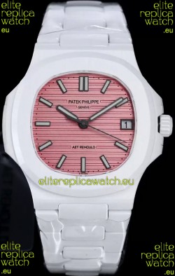 Patek Philippe Nautilus 5711 AET Remould White Ceramic Edition Pink Dial Swiss Replica Watch