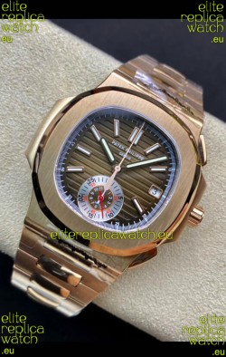 Patek Philippe Nautilus 5980/R Chronograph Rose Gold on 904L Steel Case in Brown Dial - 1:1 Mirror Replica