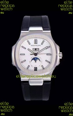 Patek Philippe Nautilus 5726A 1:1 Mirror Swiss Watch White Dial Rubber Strap 