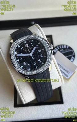 Patek Philippe Aquanaut 5267 Swiss Replica Black Dial in Stainless Steel Diamonds Bezel 38.5MM