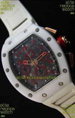 Richard Mille RM011-FM Felipe Massa White Ceramic Case Watch in White Strap