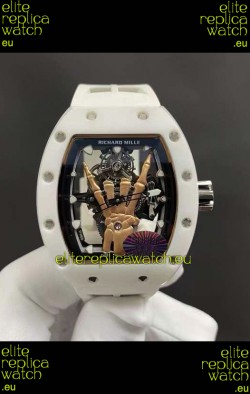 Richard Mille RM66 Flying Genuine Tourbillon White Ceramic White Strap Superclone Replica Watch 