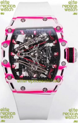 Richard Mille RM38-02 White/Pink Carbon Bubba Watson White Rubber Tourbillon Movement 1:1 Mirror Replica