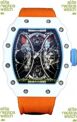 Richard Mille RM53-01 Pablo Mac Donough White TPT CASE White Orange Nylon Swiss Replica Watch