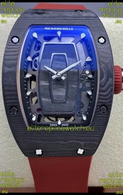 Richard Mille RM07 Black Carbon Casing Red Strap 1:1 Superclone Swiss Replica Watch 