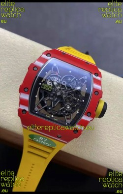 Richard Mille RM35-02 Rafael Nadal Red Carbon Yellow Strap with Genuine Tourbillon Super Clone Watch