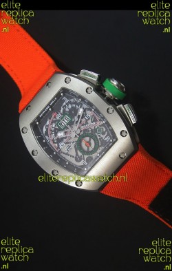 Richard Mille RM011 Filipe Massa Titanium Case Swiss Replica Watch in Orange Nylon Strap