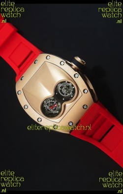 Richard Mille RM053 Tourbillon Pablo Mac Donough Pink Gold Case Red Strap Swiss Watch