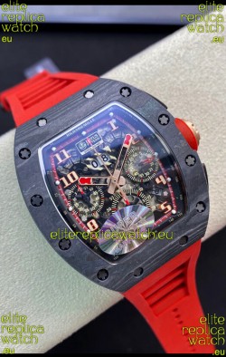 Richard Mille RM011 Felipe Massa 1:1 Mirror Black Forged Carbon Case Red Strap