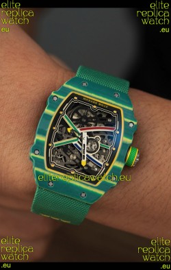 Richard Mille Super Clone RM67-02 Wayde Van Niekerk Green Carbon TPT 37 Grams Watch Green Strap
