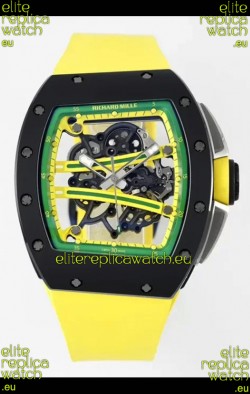Richard Mille Super Clone RM61-01 Black Ceramic Yellow Strap Swiss Replica Watch
