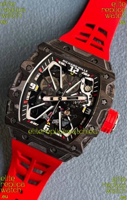 Richard Mille RM35-03 Rafael Nadal Edition Black Carbon Fiber Casing 1:1 Mirror Replica Watch in Red Strap
