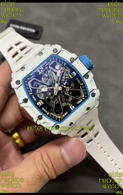 Richard Mille RM35-03 Rafael Nadal Edition White Carbon Fiber Casing 1:1 Mirror Replica Watch in White Strap