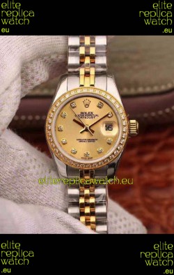 Rolex Datejust Ladies 28MM Cal.3135 Movement Swiss Replica in 904L Steel Yellow Gold 2 Tone Case