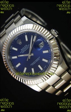 Rolex Datejust Japanese Replica Watch - Blue Dial in 41MM with Oyster Strap