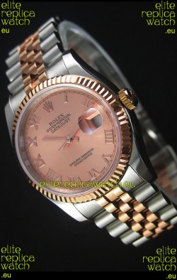 Rolex Datejust Replica Japanese Watch - Two Tone Rose Gold Plating with Champange Dial in 36MM Casing