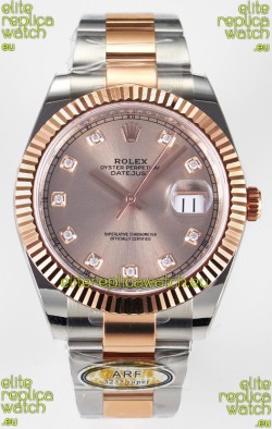 Rolex Super Clone Datejust ETA 3235 Movement 41MM Two Tone Rose Gold Plating Champange Dial Watch