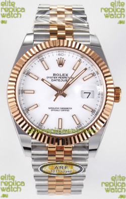 Rolex Super Clone Datejust ETA 3235 Movement 41MM Two Tone Rose Gold Plating White Dial Watch