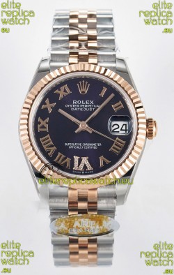 Rolex Super Clone Datejust ETA 2688 Movement 31MM Two Tone Rose Gold Swiss Purple Dial