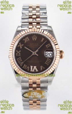 Rolex Super Clone Datejust ETA 2688 Movement 31MM Two Tone Rose Gold Swiss Brown Dial