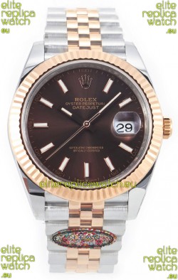 Rolex Datejust M126333 41MM ETA3235 72 Hours Power Brown Dial Jubilee 1:1 Mirror Replica Rose Gold 904L Steel