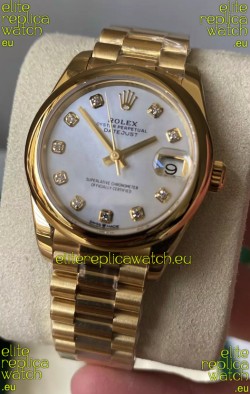 Rolex Datejust M278248 31MM Swiss Replica in Gold - White Pearl Dial 1:1 Mirror Quality 